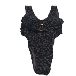 72. Toluca Black Velvet Leopard One Piece Swimsuit